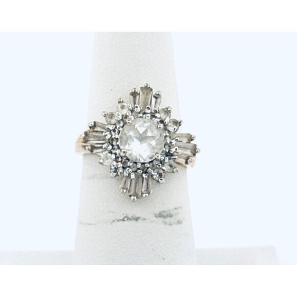 Estate Sterling Silver 925 Gold Tone Starburst Cocktail Ring Size 6.5, 4.3g - Picture 1 of 8